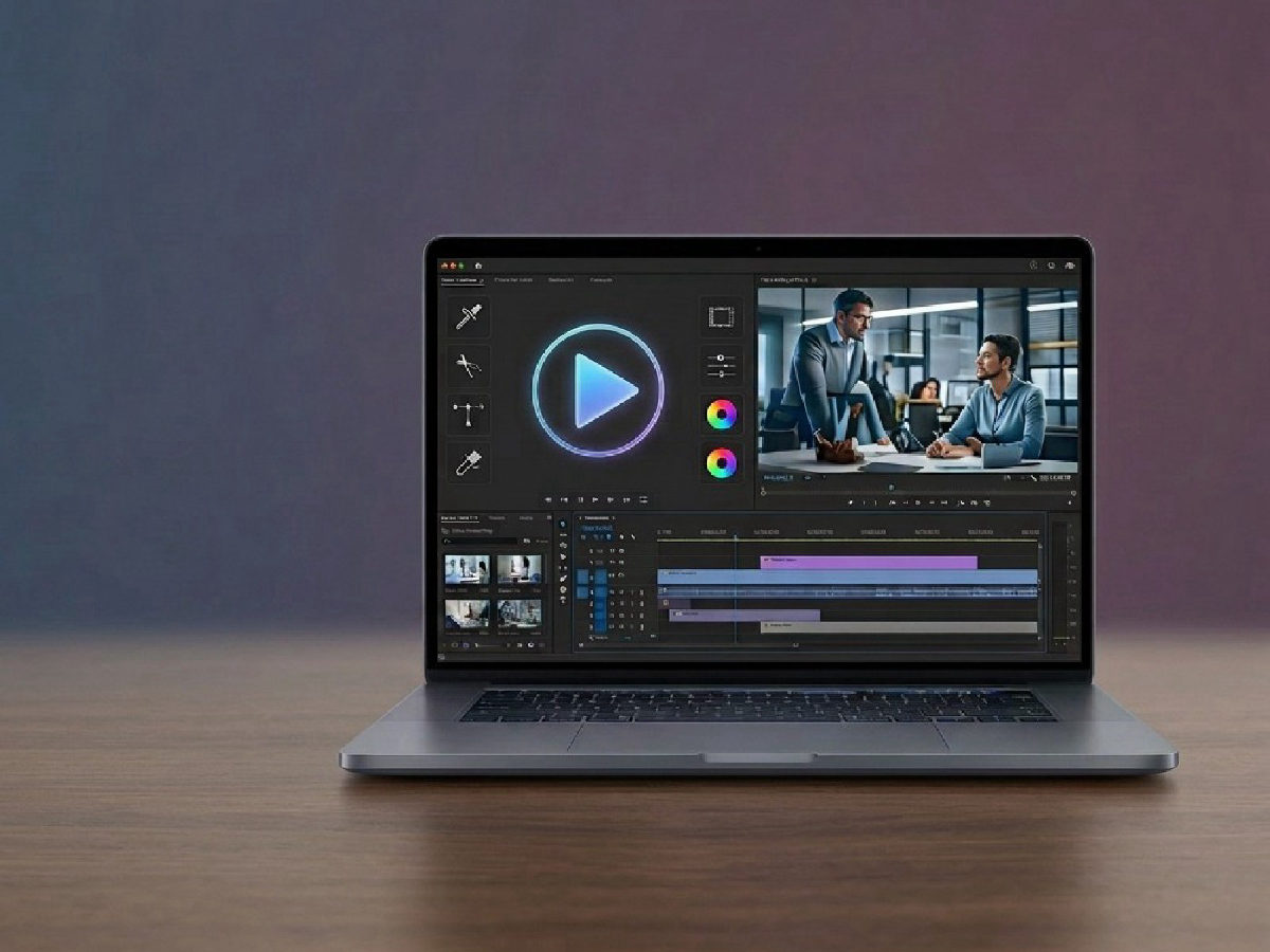 A video editor open on a laptop